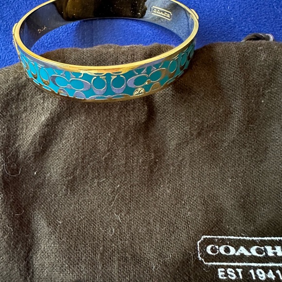 Rare turquoise enamel Coach bangle bracelet - Picture 3 of 4